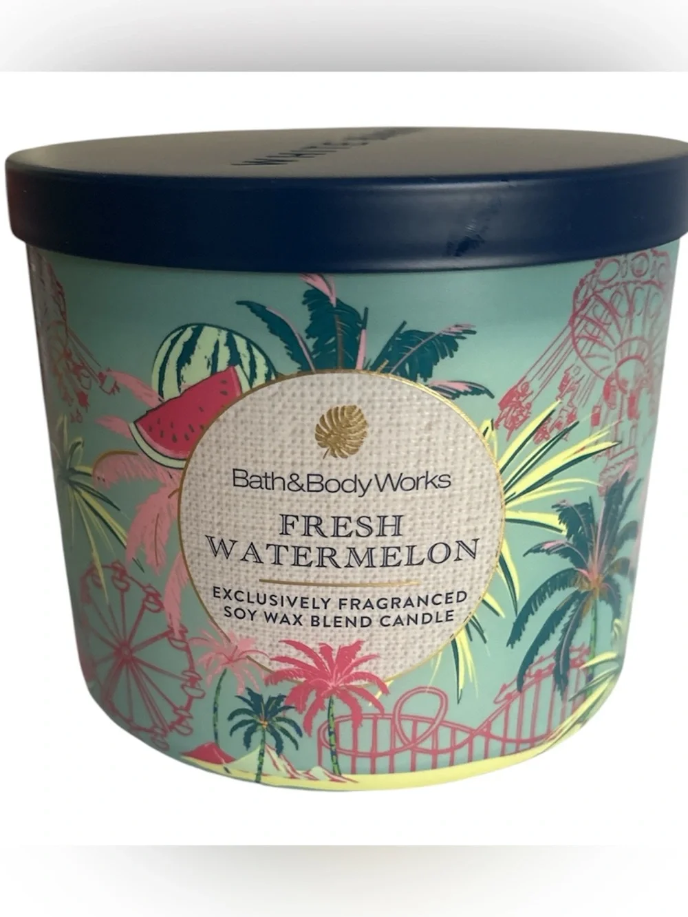 Bath & Body Works Fresh Watermelon Candle 14.5 oz jar NWT 3 wicks